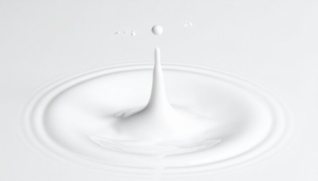 A drop of milk splashing into a creamy surface creating concentric ripples and crown shape