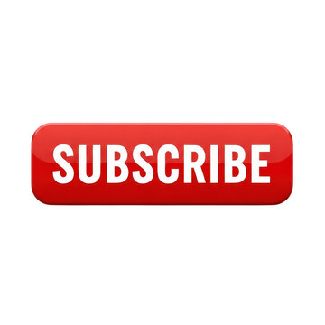 Red subscribe button for social media channel isolated on transparent background