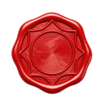 Red wax seal stamp with intricate design isolated on transparent background