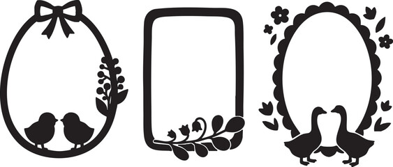 Decorative border set featuring spring flowers birds and elegant frames for creative graphic design projects and holiday greeting cards © Ajoy