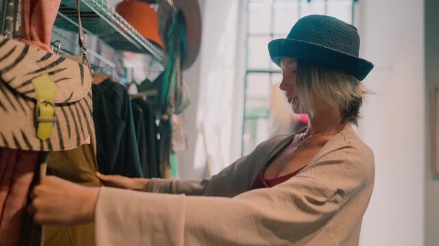 Woman browsing clothes in a store