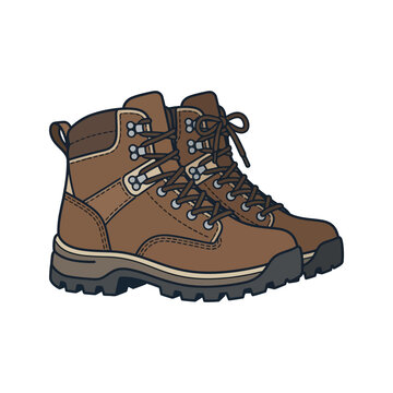 Tan leather hiking boots with sturdy rubber soles.