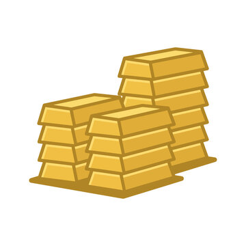 Three stacks of shiny gold bars representing wealth.