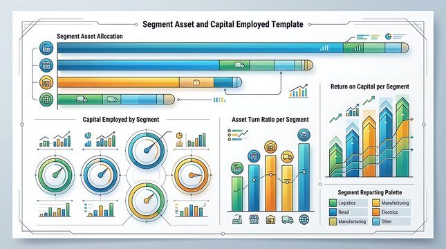 Business dashboard template for asset and capital employed analysis