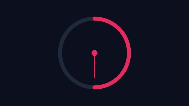 Minimalist circular progress bar animation with rotating clock hand for ui and data loading 4k