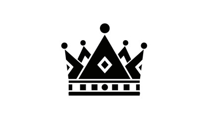 A striking black and white graphic illustration of a royal crown with intricate geometric details. © Olivia