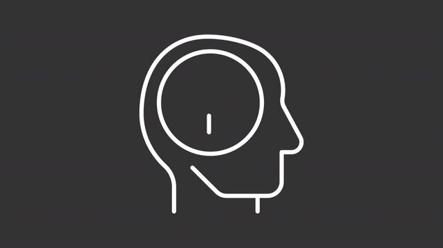 Animated psychology white line icon. Human mind researching animation. Scientific study of behavior. Mental health analysis. Isolated element on dark background. Alpha transparent video