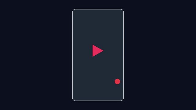 Minimalist mobile phone interface animation with play button and recording indicator for ui ux and app development concepts 4k