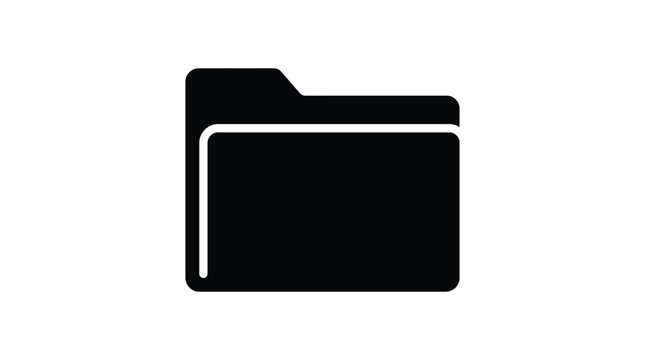 Folder icon flat black silhouette on white background