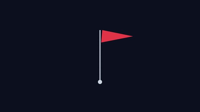 Minimalist red flag animation on dark 4k background, for ui and, goal setting concepts, motion minimalist