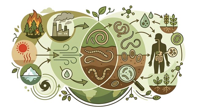 Environmental factors and parasite transmission cycle to humans