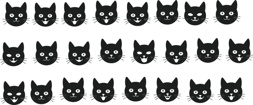 Cute black cat face seamless pattern, playful pet background for textile and nursery illustration designs