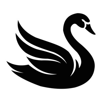 Elegant Black Swan Silhouette Minimal Vector Illustration Design. Resizable and editable, EPS 10.