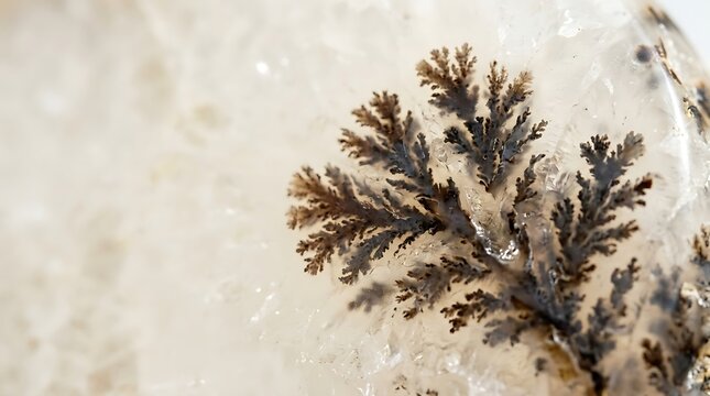 Macro shot of dendritic agate with branch like natural patterns