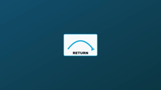 Return button animation with animated blue arrow for user interface 4k