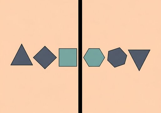 Geometric shapes on gradient background with black line.
