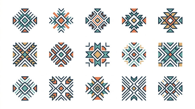 Colorful Geometric Cross Stitch Pattern Collection.