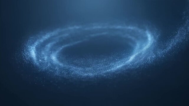 Stunning 3D Abstract Background Featuring A Glowing Blue Particle Swirl. Ideal For Concepts Of Data Flow, Quantum Computing, Energy Motion, Dynamic Neural Networks, And Futuristic Technology Themes.