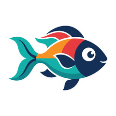 Colorful fish illustration with vibrant scales and fins swimming right © MDZOSHEWER