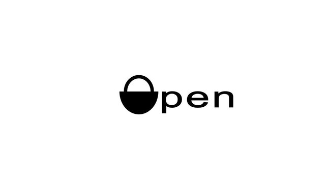 Minimal Open Text Logo Animation with Open Padlock Symbol