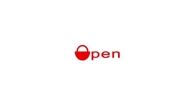 Minimal Open Text Logo Animation with Open Padlock Symbol
