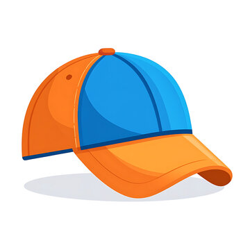Orange and blue baseball cap, casual headwear for sports and outdoor activities, simple accessory design