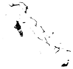 Obraz premium A contour map of Bahamas with district borders. Bahamian administrative silhouette