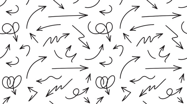 Black and white of swirling arrows and spirals swirls