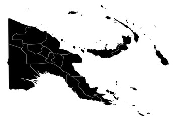 Obraz premium A contour map of Papua New Guinea with provincial borders. Papua New Guinean administrative silhouette