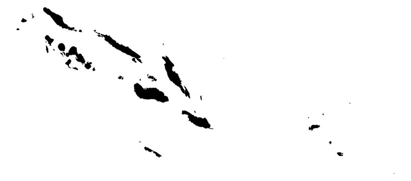 A contour map of Solomon Islands with provincial borders. Solomon Island administrative silhouette
