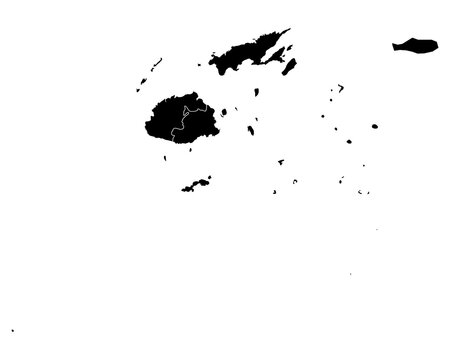 A contour map of Fiji with division borders. Fijian administrative silhouette