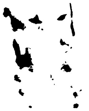 A contour map of Vanuatu with provincial borders. Ni-Vanuatu administrative silhouette