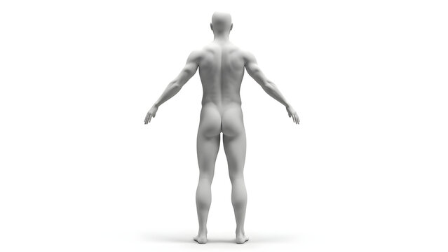 Anatomical 3D Rendered Human Male Body Showing Muscular Structure in T-Pose for Medical Reference and Detailed Scientific Study