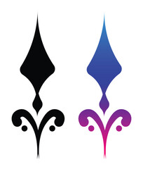 Abstract floral fleur de lis decorative vector elements in solid black and colorful gradient style for elegant design projects and graphic ornaments isolated on a transparent background © Progotibd303
