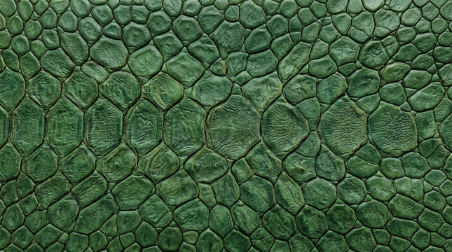 Macro view of detailed green reptile scales texture forming a natural pattern