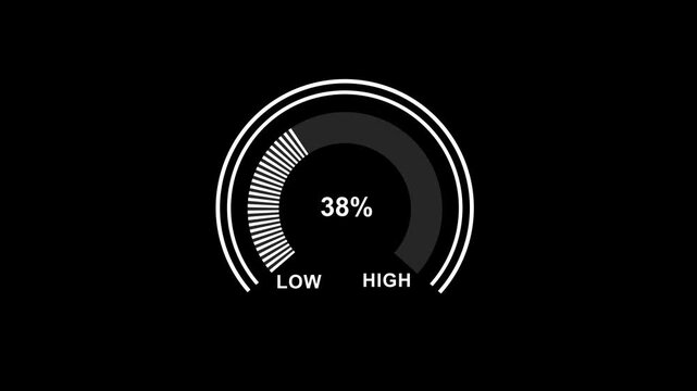 Dynamic circular progress bar loading animation featuring percentage counter displaying incremental values from zero to seventy-five percent for modern user interface and data visualization projects