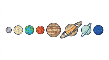 Colorful illustrated planets of the solar system. © Revan