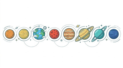 Colorful Illustrated Planets of the Solar System. © Revan