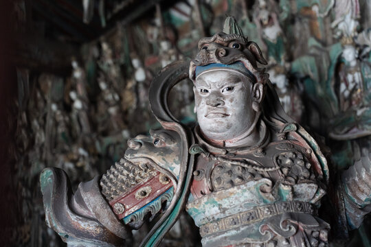 Ming Dynasty Painted Clay Skanda (Wei Tuo) &ndash; Shuanglin Temple, Pingyao, China
