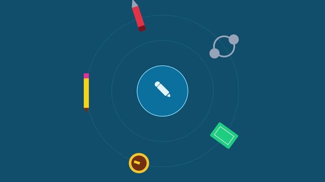 Animated creative process rotating in orbit, minimalist for education and business presentations animation 4k