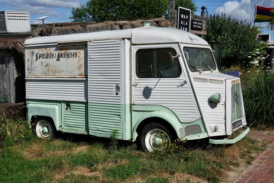 An Early Citroen Type H Van at Wap Ala Pam selling West Indian Food. H&uuml;de, Lower Saxony, Germany. July 2026. 