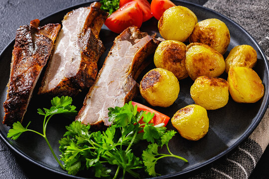 American Diner Roasted Pork Ribs with potatoes