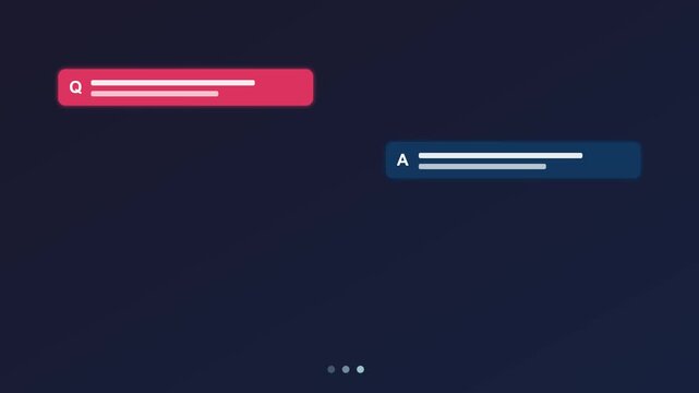 Animated q and a chat interface with question and answer bubbles for customer support and faq communication animation 4k