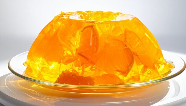 Orange Jelly Cake with Citrus Fruit Slices on Plate