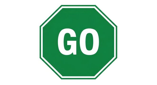 Green octagon go traffic sign icon vector illustration