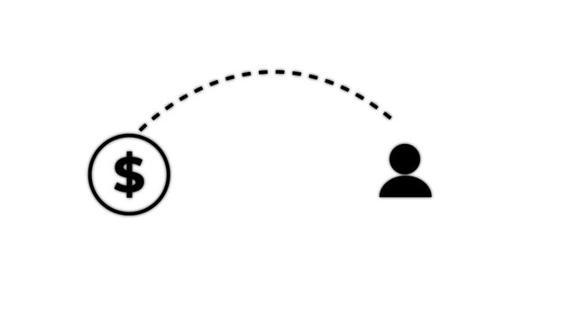 verifying digital transfer through , safe, and seamless financial service.Money transfer to user icon for digital payment services. Financial transaction icon animation.