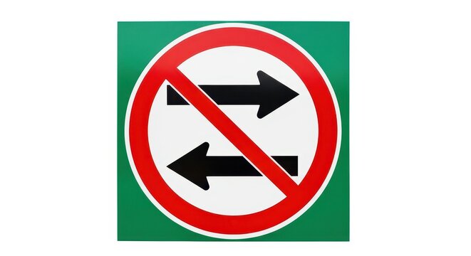 No left or right turns traffic sign on green background