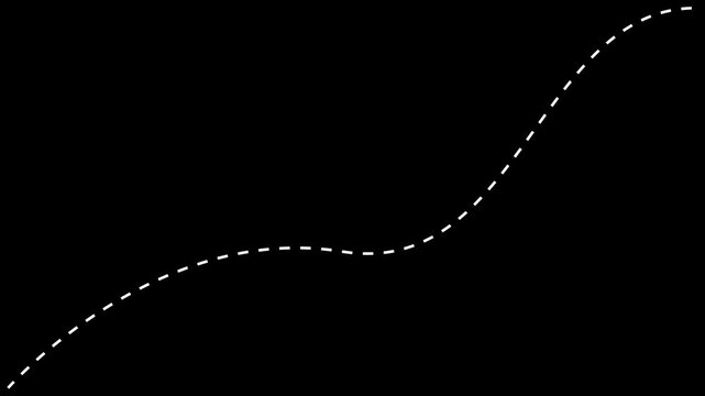 Business growth arrow dotted line animation on black background. dotted line graph arrow, dashed arrow pointing upwards, showing growth and progress. success, development and economic growth concept