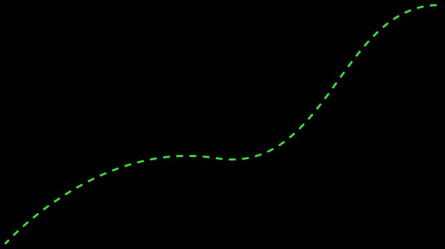 Business growth arrow dotted line animation on black background. dotted line graph arrow, dashed arrow pointing upwards, showing growth and progress. success, development and economic growth concept
