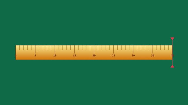 Measuring ruler animation with moving indicator on green 4k background, for precise data, visualization and educational
